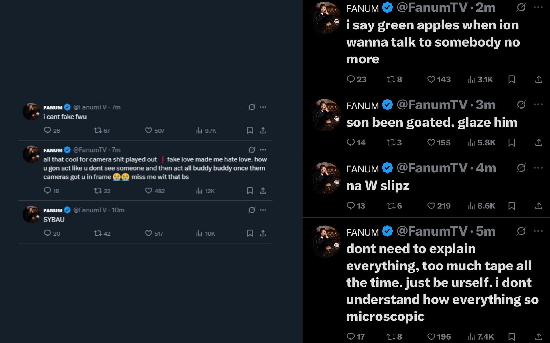 Posts that the streamer shared on X before deactivating his account (Image via X)